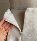 Blanc Tweed Pin-Tuck Flared Long Skirt