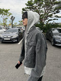 Pigmented cropped denim jacket