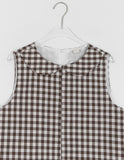 Oruni Round Collar Check Long One Piece