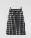 Yudai banding wool check midi skirt