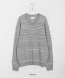 [unisex] Rush bokashi stripe V-neck knit