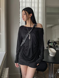 Tenshi see-through shirring drape hoodie