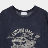 Racing graphic summer see-through knitwear
