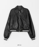 Loving Two-Way Leather Collar Crop Jacket