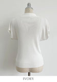 Zendua Open Collar Neck Short Sleeve Knit