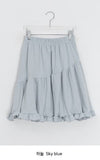Simrin Ribbed Diagonal Shirring Midi Skirt