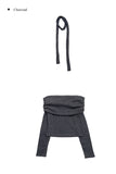 [Muffler set] Seleo Off-Shoulder Choker Knit Muffler Set