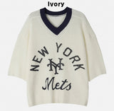 New York color matching v-neck knit