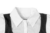 Mindum Fake Layered Shirring Bustier Puff Shirt