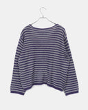 Zuri Stripe Pattern Round Neck Loose Fit Long Sleeve Knit