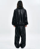 [SET] Vegan Leather Oversized Raglan Track SET