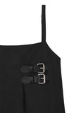 [mnem] Buckle Nylon Midi Dress