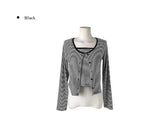 Cran Stripe Sleeveless Crop Cardigan Set