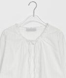 Qinen Frill Ribbon Punching Embroidery Blouse