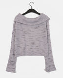 Kinbi Button Bokashi Crunchy Off-Shoulder Knit