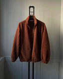 Fur ribbed zip-up