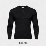 Conien Muscle Fit Henley Neck Long Sleeve T-shirt
