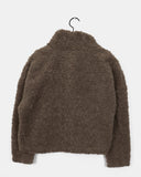 Merve Fluffy Fur Button High Neck Short Jacket