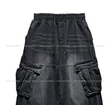 Hard vintage washed cargo denim pants