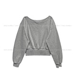 Loin crop off-shoulder sweatshirt