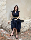 Vet Collar Shirt Sleeveless One Piece (Belt Set)