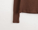 Tatin back buckle strap slit long sleeve T-shirt