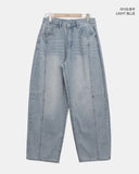 Drok cut balloon fit wide denim pants