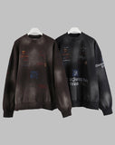 Discharged brushed washed sweatshirt