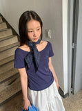 Kosel U-neck Side Shirring Short Sleeve Tee