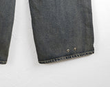 Kame two-way snap button long wide denim pants