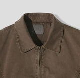 Dirt incision dyeing semi crop jacket