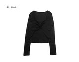 Negi Punching Square Neck Shirring T-shirt