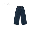 Ring-on Cut Washing Denim Wide Pants