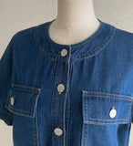 Lydia No Collar Denim Short Sleeve Jacket