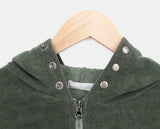 Hion high neck button hooded zip-up
