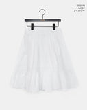 Toddy Pintuck Lace Flare Back Banding Midi Skirt