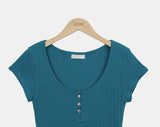 Houn Deep U-Neck Short Sleeve T-Shirt