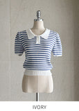 Romans Collar Color Matching Stripe Knit
