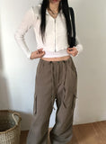 [MADE] Delpha vintage Pintuck cotton two-way long wide jogger cargo pants