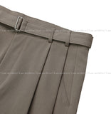 Minimal Belt Pintuck Slacks