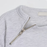 Coldy Waffle Shoulder Zip-Up T-shirt