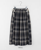 Royzel Ribbon Banding Check Long Skirt