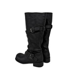 Double Buckle Biker Wide Long Boots