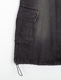 Samav Cargo Washing Denim Midi Skirt