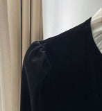 Edel Frill Neck Puff Velvet Jacket Blouse
