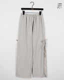 Uble ribbon cargo pocket nylon wide pants
