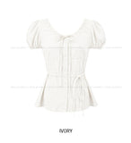 May Ribbon Pintuck Puff Blouse