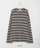 [unisex] Morfindo Gradient Stripe Damage Knit Long Sleeve Tee