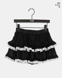 Pobo suede velvet lace tiered mini skirt