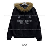 Seraw Printing Fur Hood Zip-Up